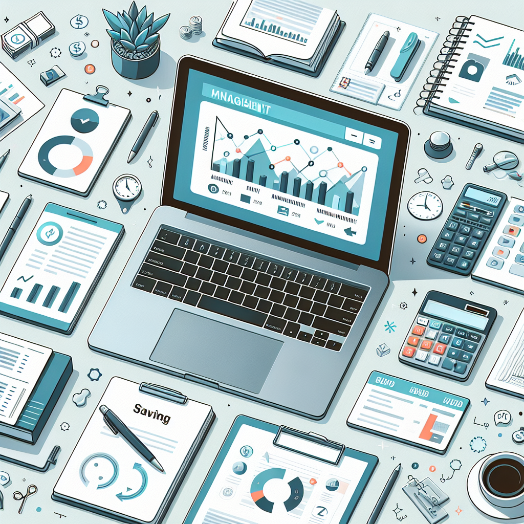 שולחן עבודה מסודר עם מחשב נייד שמציג גרפים ודוחות כספיים, עט, פנקס ושלל סמלים של ייעוץ עסקי וניהול כספים, הממחישים ליווי עסקי מקצועי לעסקים קטנים וחשיבות הימנעות מטעויות ניהול יקרות.